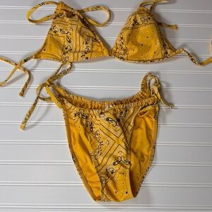 Wild Fable Yellow Bandana 2pc Bikini Set Top XL Bottom L